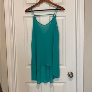 Sheer teal top, thigh length